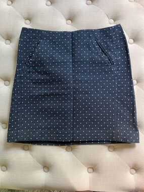 LOFT Navy Mini Skirt with White Micro-dot Pattern